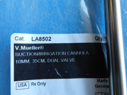 V. Mueller Surgical Suction Irrigation Cannula W/ Valve LA8502 NEW! - Image 3