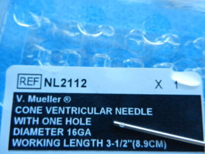 V. Mueller Surgical 16Ga Cone Ventricular Needle NL2112 NEW! - Image 2