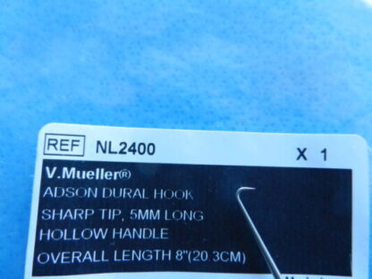 V. Mueller Surgical 5mm Adson Dural Hook NL2400 NEW! - Image 2