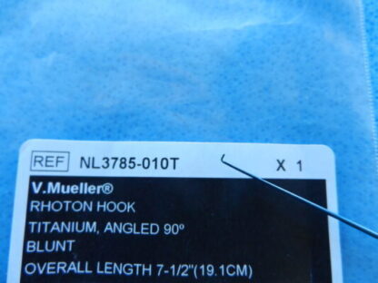 V. Mueller Surgical Titanium Rhoton Hook NL3785-010T NEW! - Image 2