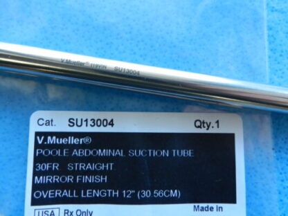 V. Mueller Surgical 30Fr. Poole Abdominal Suction Tube SU13004 NEW! - Image 2