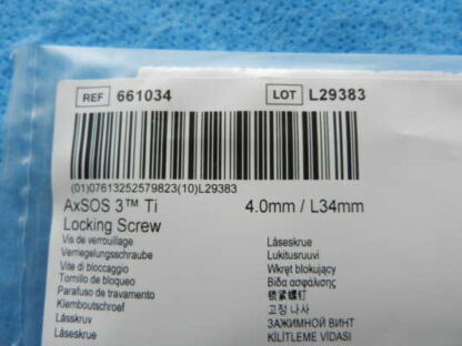 Stryker Surgical 4.0mm / 34mm AxSOS 3 Locking Screw 661034 NEW! - Image 2