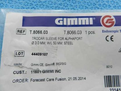 Gimmi Surgical 3mm 50mm Alphaport Trocar Sleeve T.8066.03 NEW! - Image 2