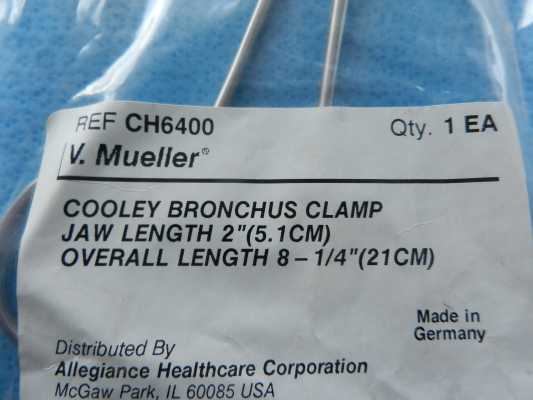 V.Mueller CH6400 Cooley Bronchus Clamp Jaw Length 2 