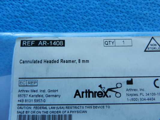 Arthrex Surgical 8mm Cannulated Headed Reamer AR-1408 NEW! - Image 3