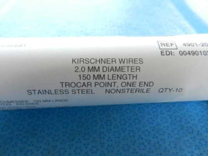 Zimmer Surgical ***NEW*** Kirschner 2.0mm Wires with Trocar Point 150mm Overall Length (Qty. 7) 4901-20-15 - Image 2