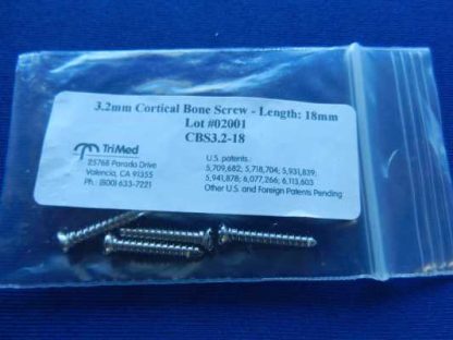 TriMed 3.2mm Cortical Screw, 12mm QTY (4) REF CBS3.2-12 - Image 2