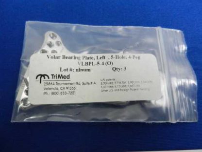 TriMed Volar Bearing Plate, Left, 5-hole, 4-peg QTY (3) REF VLBPL-5-4 - Image 2