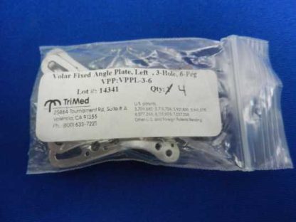 TriMed Volar Fixed Angle Plate, Left, 3-Hole, 6-Peg QTY (4) REF VPPL-3-6 - Image 2