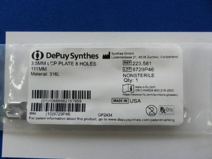 NEW Depuy Synthes 3.5mm LCP Plate 8 Holes 111mm 223.581 - Image 3