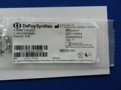 NEW Depuy Synthes 2.0mm T-Plate 2 Holes/18mm 243.41 - Image 3