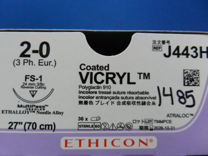 Ethicon J443H COATED VICRYL® (polyglactin 910) Suture OPEN BOX of (24) 2028-10-31 - Image 2