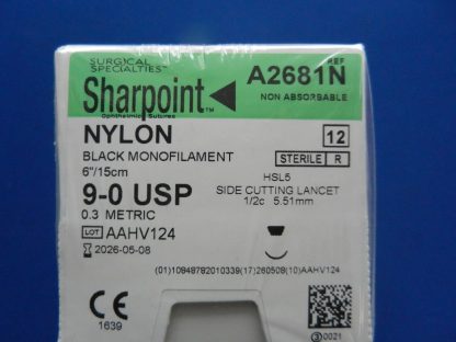 Surgical Specialties A2681N Nylon Suture, Monofilament, Lancet, Size 9-0 Box of (12) 2026-05-08 - Image 2