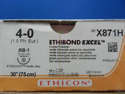 Ethicon X871H ETHIBOND EXCEL Polyester Suture Box of (36) 2028-06-30 - Image 2