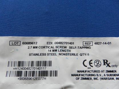 Zimmer 4827-14-01 Self Tapping Cortical Screw 2.7mm x 14mm - Image 2