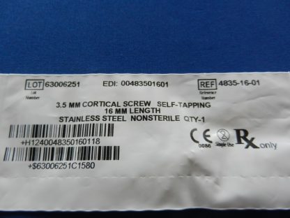 Zimmer 4835-16-01 Self Tapping Cortical Screw 3.5mm x 16mm - Image 2