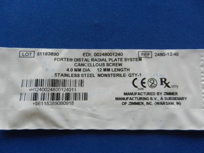 Zimmer 2480-12-40 Forte Distal Radial Cancellous Screw 4.0mm x 12mm - Image 2