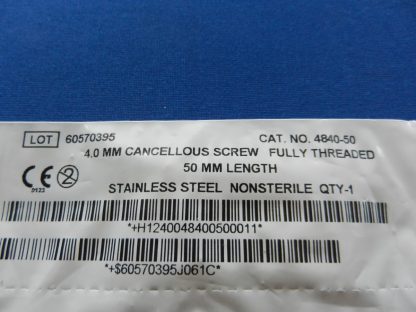 Zimmer 4840-50 Fully Threaded Cancellous Bone Screw 4.0mm x 50mm - Image 2