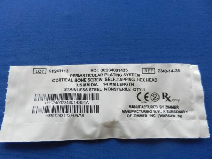 Zimmer 2348-14-35 Periarticular Self Tapping Hex Head Cortical Bone Screw 3.5mm x 14mm - Image 2