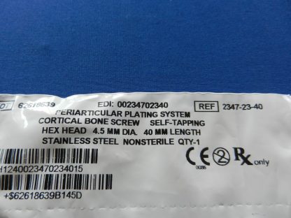 Zimmer 2347-23-40 Periarticular Self Tapping Cortical Bone Screw 4.5mm x 40mm - Image 2