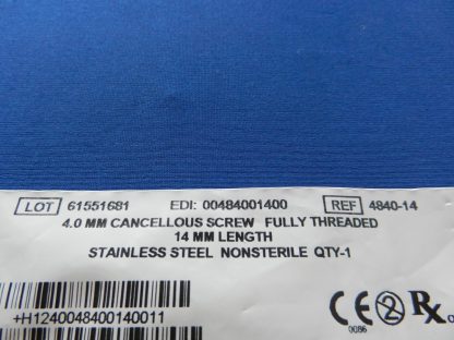 Zimmer 4840-14 Fully Threaded Cancellous Screw 4.0mm x 14mm - Image 2