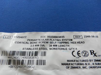 Zimmer 2348-38-35 Periarticular Self Tapping Hex Head Cortical Bone Screw 3.5mm x 38mm - Image 2