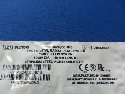 Zimmer 2480-10-40 Forte Cancellous Screw 4.0mm x 10mm - Image 2