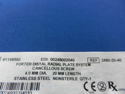 Zimmer 2480-20-40 Forte Cancellous Screw 4.0mm x 20mm - Image 2