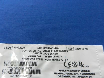 Zimmer 2480-16-40 Forte Cancellous Screw 4.0mm x 16mm - Image 2