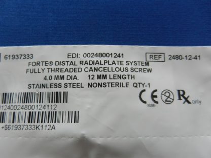 Zimmer 2480-12-41 Forte Fully Threaded Cancellous Screw 4.0mm x 12mm - Image 2
