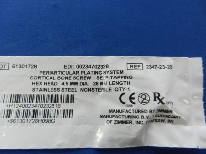 Zimmer 2347-23-28 Periarticular Self Tapping Hex Head Cortical Bone Screw 4.5mm x 28mm - Image 2
