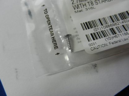 Synthes 202.870 Self Tapping Cortex Screw with T8 Stardrive Recess 2.7mm x 10mm - Image 3