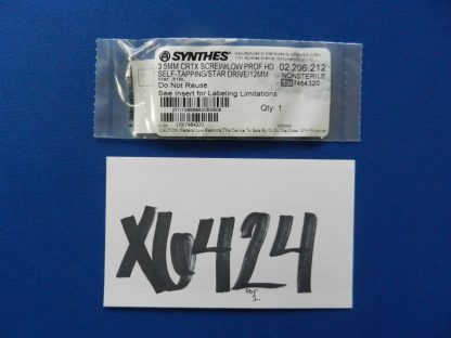 Synthes 02.206.212 Cortex Screw with Low Profile HD Self Tapping/Star Drive 3.5mm x 12mm