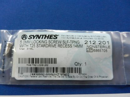 Synthes 212.201 Self Tapping Locking Screw with T25 Stardrive Recess 5.0mm x 14mm - Image 2