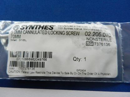 Synthes 02.205.070 Cannulated Locking Screw 5.0mm x 70mm - Image 2