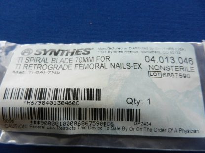 Synthes 04.013.046 TI Spiral Blade 70mm - Image 2
