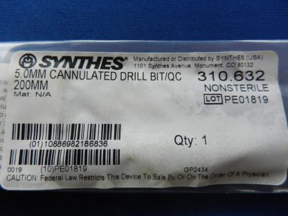 Synthes 310.632 Cannulated Drill Bit/QC 5.0mm x 200mm - Image 2