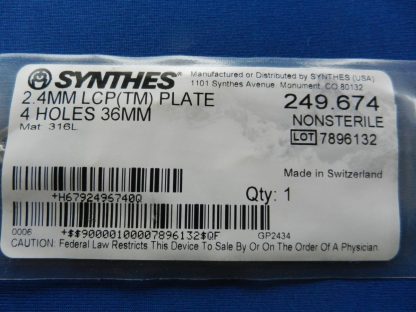 Synthes 249.674 LCP (TM) Plate 4 Holes 2.4mm x 36mm - Image 2