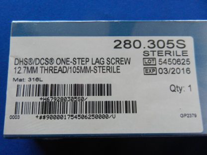 Synthes 280.305S DHS/DCS One-Step Lag Screw 12.7mm Thread/105mm - Image 2
