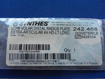Synthes 242.468 LCP Volar Distal Radius Plate Extra-Articular 4 Holes HD-LT-Long - Image 2