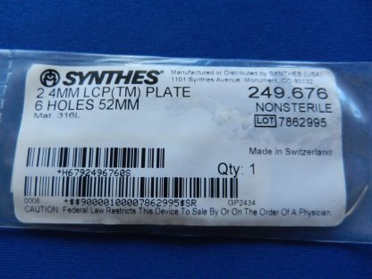 Synthes 249.676 LCP (TM) 2.4mm Plate 6 Holes 52mm - Image 2