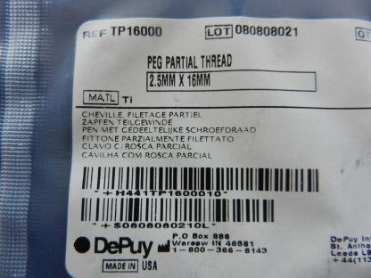 Depuy TP16000 Peg Partial Thread 2.5mm x 16mm - Image 2