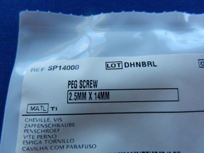 Depuy SP14000 Peg Screw 2.5mm x 14mm - Image 2