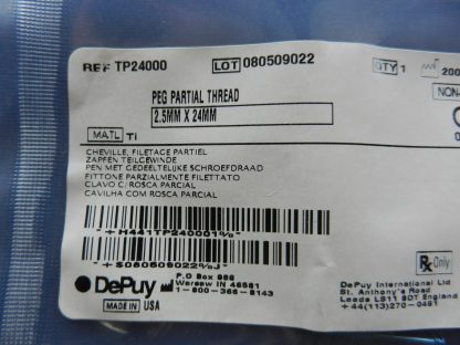 Depuy TP24000 Partial Thread Peg 2.5mm x 24mm - Image 2