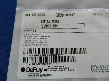 Depuy CS12000 Cortical Screw 3.5mm x 12mm - Image 2