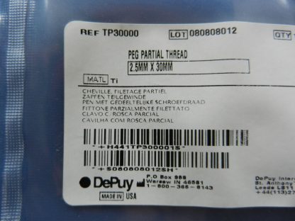 Depuy TP30000 Partial Thread Peg 2.5mm x 30mm - Image 2