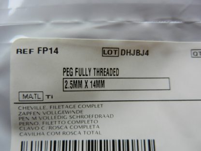 Depuy FP14 Fully Threaded Peg 2.5mm x 14mm - Image 2