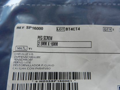 Depuy SP16000 Peg Screw 2.5mm x 16mm - Image 3