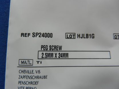 Depuy SP24000 Peg Screw 2.5mm x 24mm - Image 2