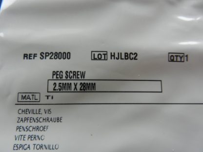 Depuy SP28000 Peg Screw 2.5mm x 28mm - Image 2